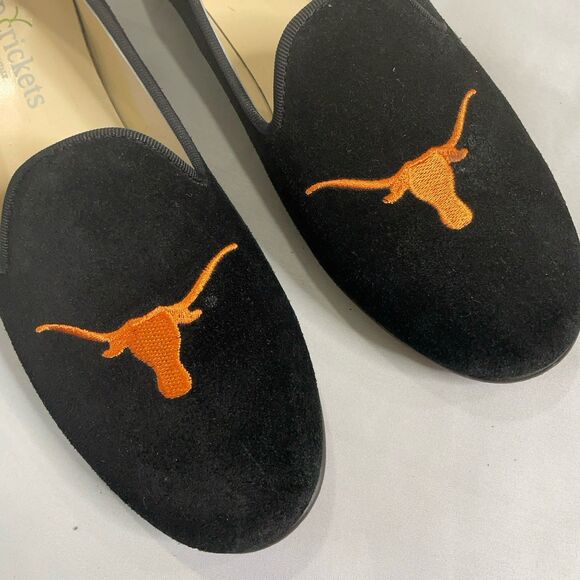 JP Crickets UT Longhorn Loafers Men’s 7 Black Suede Smoking Slippers Texas $328 - Picture 6 of 14